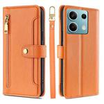 For Xiaomi Redmi Note 13 4G Sheep Texture Cross-body Zipper Wallet Leather Phone Case(Orange)