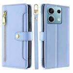 For Xiaomi Redmi Note 13 4G Sheep Texture Cross-body Zipper Wallet Leather Phone Case(Blue)