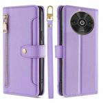 For Xiaomi Redmi A3 4G Sheep Texture Cross-body Zipper Wallet Leather Phone Case(Purple)