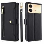For Xiaomi Redmi Note 13R Pro 5G Sheep Texture Cross-body Zipper Wallet Leather Phone Case(Black)