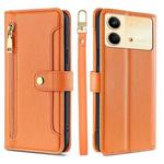 For Xiaomi Redmi Note 13R Pro 5G Sheep Texture Cross-body Zipper Wallet Leather Phone Case(Orange)