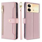 For Xiaomi Redmi Note 13R Pro 5G Sheep Texture Cross-body Zipper Wallet Leather Phone Case(Pink)