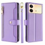 For Xiaomi Redmi Note 13R Pro 5G Sheep Texture Cross-body Zipper Wallet Leather Phone Case(Purple)