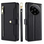 For Xiaomi 14 Ultra Sheep Texture Cross-body Zipper Wallet Leather Phone Case(Black)