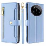 For Xiaomi 14 Ultra Sheep Texture Cross-body Zipper Wallet Leather Phone Case(Blue)