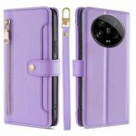 For Xiaomi 14 Ultra Sheep Texture Cross-body Zipper Wallet Leather Phone Case(Purple)