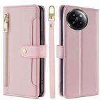For Xiaomi Civi 4 Pro Sheep Texture Cross-body Zipper Wallet Leather Phone Case(Pink)