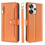 For Xiaomi Redmi Turbo 3 5G Sheep Texture Cross-body Zipper Wallet Leather Phone Case(Orange)