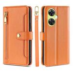 For OnePlus Nord CE 3 Lite 5G Lite Sheep Texture Cross-body Zipper Wallet Leather Phone Case(Orange)