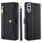For OnePlus Ace 3V 5G Sheep Texture Cross-body Zipper Wallet Leather Phone Case(Black)
