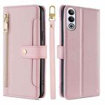 For OnePlus Ace 3V 5G Sheep Texture Cross-body Zipper Wallet Leather Phone Case(Pink)