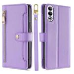 For OnePlus Ace 3V 5G Sheep Texture Cross-body Zipper Wallet Leather Phone Case(Purple)