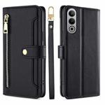 For OnePlus Nord CE4 Sheep Texture Cross-body Zipper Wallet Leather Phone Case(Black)