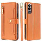 For OnePlus Nord CE4 Sheep Texture Cross-body Zipper Wallet Leather Phone Case(Orange)