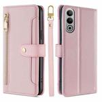 For OnePlus Nord CE4 Sheep Texture Cross-body Zipper Wallet Leather Phone Case(Pink)