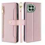 For OnePlus Ace 3 Pro 5G Sheep Texture Cross-body Zipper Wallet Leather Phone Case(Pink)