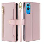 For OnePlus Nord CE 4 Lite 5G Sheep Texture Cross-body Zipper Wallet Leather Phone Case(Pink)