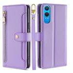 For OnePlus Nord CE 4 Lite 5G Sheep Texture Cross-body Zipper Wallet Leather Phone Case(Purple)