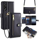 For OnePlus Ace 5 Ultra / Nord 5 Sheep Texture Cross-body Zipper Wallet Leather Phone Case(Black)