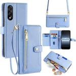 For OnePlus Ace 5 Ultra / Nord 5 Sheep Texture Cross-body Zipper Wallet Leather Phone Case(Blue)