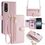 For OnePlus Ace 5 Ultra / Nord 5 Sheep Texture Cross-body Zipper Wallet Leather Phone Case(Pink)