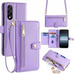 For OnePlus Ace 5 Ultra / Nord 5 Sheep Texture Cross-body Zipper Wallet Leather Phone Case(Purple)