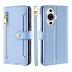 For Huawei nova 11 4G Lite Sheep Texture Cross-body Zipper Wallet Leather Phone Case(Blue)
