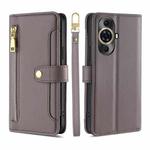 For Huawei nova 11 Pro 4G / 11 Ultra 4G Lite Sheep Texture Cross-body Zipper Wallet Leather Phone Case(Grey)