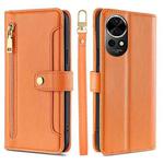 For Huawei nova 12 5G Sheep Texture Cross-body Zipper Wallet Leather Phone Case(Orange)
