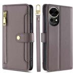 For Huawei nova 12 5G Sheep Texture Cross-body Zipper Wallet Leather Phone Case(Grey)