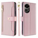 For Huawei nova 12 5G Sheep Texture Cross-body Zipper Wallet Leather Phone Case(Pink)