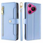 For Huawei Pura 70 5G Sheep Texture Cross-body Zipper Wallet Leather Phone Case(Blue)