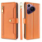 For Huawei Pura 70 Pro / 70 Pro+ 5G Sheep Texture Cross-body Zipper Wallet Leather Phone Case(Orange)