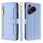 For Huawei Pura 70 Pro / 70 Pro+ 5G Sheep Texture Cross-body Zipper Wallet Leather Phone Case(Blue)