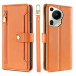 For Huawei Pura 70 Ultra 5G Sheep Texture Cross-body Zipper Wallet Leather Phone Case(Orange)