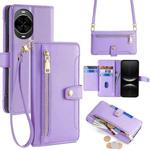 For Huawei nova 14 5G Sheep Texture Cross-body Zipper Wallet Leather Phone Case(Purple)