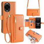 For Huawei nova 14 Pro 5G Sheep Texture Cross-body Zipper Wallet Leather Phone Case(Orange)