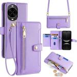 For Huawei nova 14 Pro 5G Sheep Texture Cross-body Zipper Wallet Leather Phone Case(Purple)