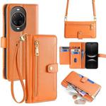 For Huawei nova 14 Ultra 5G Sheep Texture Cross-body Zipper Wallet Leather Phone Case(Orange)