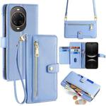 For Huawei nova 14 Ultra 5G Sheep Texture Cross-body Zipper Wallet Leather Phone Case(Blue)