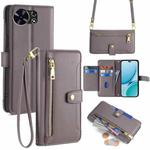 For Huawei Maimang 40 5G Sheep Texture Cross-body Zipper Wallet Leather Phone Case(Grey)