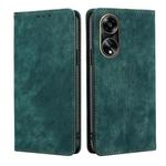 For OPPO A1 5G RFID Anti-theft Brush Magnetic Leather Phone Case(Green)
