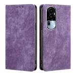 For OPPO Reno10 5G RFID Anti-theft Brush Magnetic Leather Phone Case(Purple)