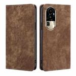 For OPPO Reno10 Pro 5G RFID Anti-theft Brush Magnetic Leather Phone Case(Brown)