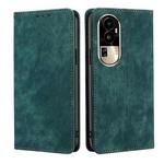 For OPPO Reno10 Pro 5G RFID Anti-theft Brush Magnetic Leather Phone Case(Green)