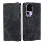 For OPPO Reno10 Pro+ 5G RFID Anti-theft Brush Magnetic Leather Phone Case(Black)