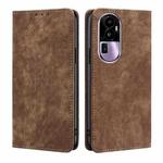 For OPPO Reno10 Pro+ 5G RFID Anti-theft Brush Magnetic Leather Phone Case(Brown)