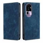 For OPPO Reno10 Pro+ 5G RFID Anti-theft Brush Magnetic Leather Phone Case(Blue)