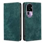 For OPPO Reno10 Pro+ 5G RFID Anti-theft Brush Magnetic Leather Phone Case(Green)