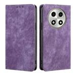 For OPPO A2 Pro 5G RFID Anti-theft Brush Magnetic Leather Phone Case(Purple)